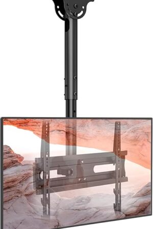 AX WABER Ceiling TV Mount Adjustable Bracket for 26-65 inch LCD LED OLED 4K TVs, Pole Ceiling Mount Holds up to 110lbs,Hanging tv Mount Max VESA 400x400mm (AX11TB01), Black