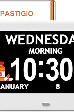 2025 NEW, Digital Clocks, 7'' Dementia Clock with Date and Time for Elderly, Auto-Dimming, 12 Reminders & 6 Alarms, Button & Remote Control, Auto DST, Digital Calendar for Seniors Large Display