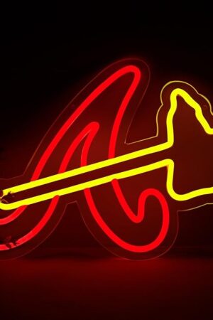 Balanar Braves Neon Signs For Wall Decor ,Baseball Team Neon Light for Bedroom Man Cave Party Bar Background Decoration,Neon for Parties, Bars, Dorms, Office Wall Art and Game Room Decor16.1*11.4 inch