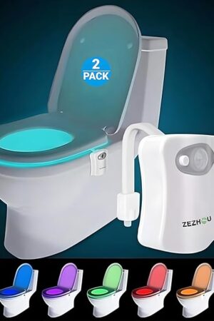 ZEZHOU Original Toilet Night Light 2 Pack 8 Colors Changing