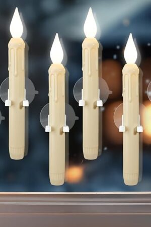 6 Pcs Sensor Dawn to Dusk Window Candles, Flickering Battery Candles for Windows, Ultra Bright Fake Candle Lights with Suction Cup, Led Candlesticks for Xmas Home Decor, White Light