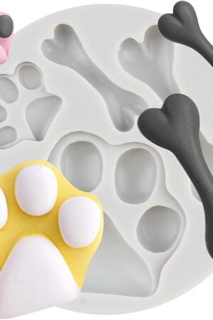 Cat Paw Dog Paw Silicone Molds Bone Fondant Molds For Cake Decoration Cupcake Topper Candy Chocolate Gum Paste Polymer Clay