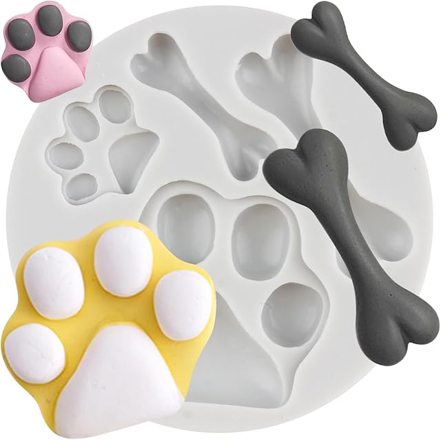 Cat Paw Dog Paw Silicone Molds Bone Fondant Molds For Cake Decoration Cupcake Topper Candy Chocolate Gum Paste Polymer Clay
