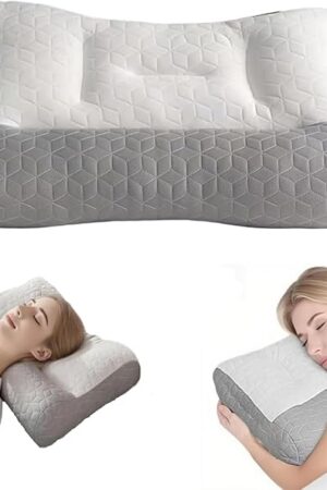 Cervical Neck Support Pillow for Sleeping Strain Relief Ergonomic Memory pillows for neck and shoulder pain Pain Relief Orthopedic Contourside sleeper pillow for Side Back Stomach Sleepers