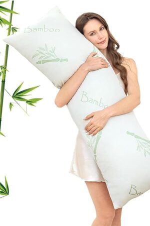 Body Pillow for Adults, Memory Foam Long Pillow for Side Sleeper, Fluffy and Firm Full Body Pillow with Removable Pillowcase,Adjustable Filling,20×54 Inch