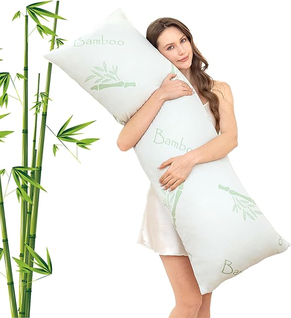 Body Pillow for Adults, Memory Foam Long Pillow for Side Sleeper, Fluffy and Firm Full Body Pillow with Removable Pillowcase,Adjustable Filling,20×54 Inch