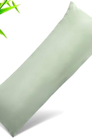Body Cooling Pillow Cases Cover, Bamboo Rayon Green Body Pillowcases with Zipper Closure, Cool and Breathable Pillow Case for Hot Sleepers and Night Sweats, 20x54 inches