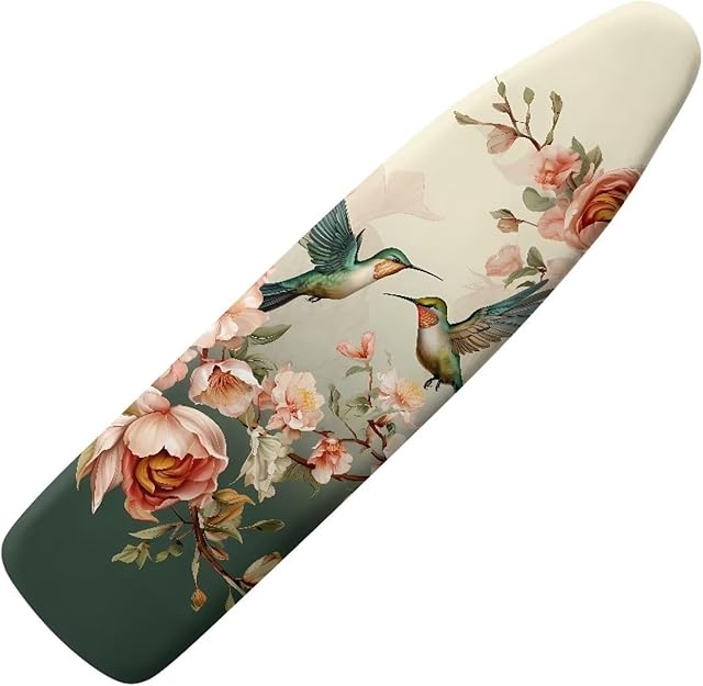 DISNIMO Hummingbird Floral Ironing Board Cover and Pad Extra Thick Heat Resistance & Resist Scorching Ironing Board Covers with Padding for Standard Size 15×54 Inch Ironing Board with Elastic Edges
