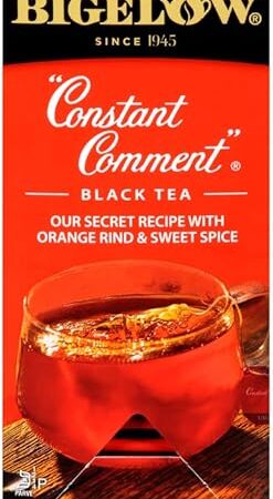 Bigelow Constant Comment Tea 28-Count Box (Pack of 1) Spiced Premium Black Tea with Orange Peel Antioxidant-Rich Full Caffeine Black Tea in Foil-Wrapped Bags