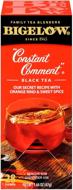Bigelow Constant Comment Tea 28-Count Box (Pack of 1) Spiced Premium Black Tea with Orange Peel Antioxidant-Rich Full Caffeine Black Tea in Foil-Wrapped Bags