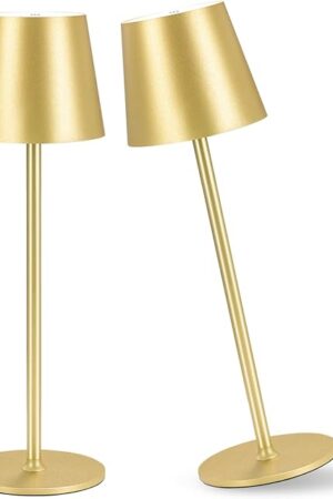 2 Pack Cordless Table Lamp, 5000mAh Portable Rechargeable LED Desk Lamp (Gold)