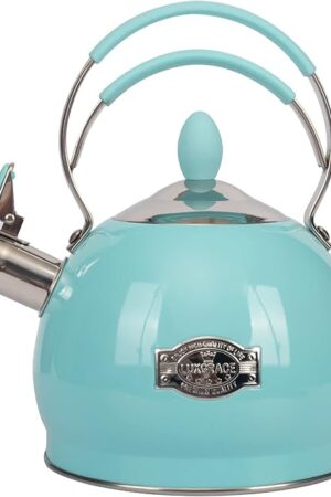 Whistling Tea Kettle Stainless Steel Teapot, Teakettle for Stovetop Induction Stove Top, Fast Boiling Heat Water Tea Pot 2.6 Quart