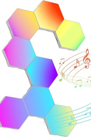 8 Pack Hexagon Led Lights Wall Panels: RGB Gaming Lights with APP Smart Modular Panel Hex Tiles Push Glide Expansion Shapes Lights