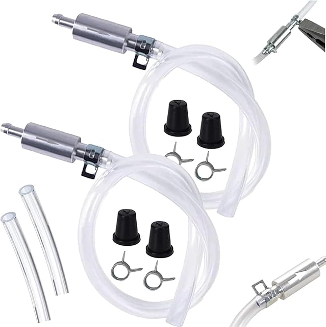 Brake Bleeder Hose - One Way Check Valve Tube Bleeding Tool Kit for Car Motorcycle Clutch, Universal Brake Fluid Bleeder Kit for Hydraulic Brake System, Soft Tube with Metal Clips(2pcs)