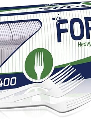 400 Pack Extra Heavyweight Disposable White Plastic Forks - Heavy Duty White Cutlery-Utensils, Parties, Dinners, Catering Services, Family Gatherings