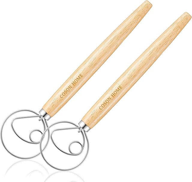 Coson Home Danish Dough Whisk, Mixing Tool for Sourdough Bread Baking Pack of 2