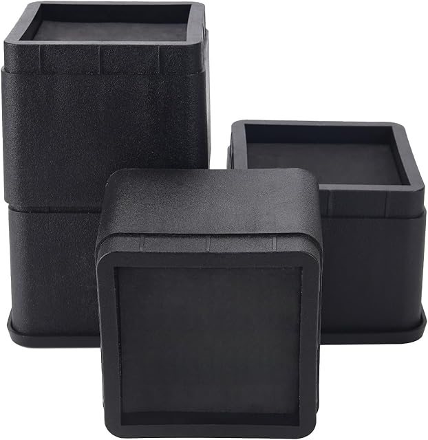 BTSD-home Adjustable Bed Risers 3 or 6 Inch Heavy Duty Stackable Furniture Risers for College Dorm Bed Sofa Table Couch Chair Bed Raisers Blocks 4 Pack Black