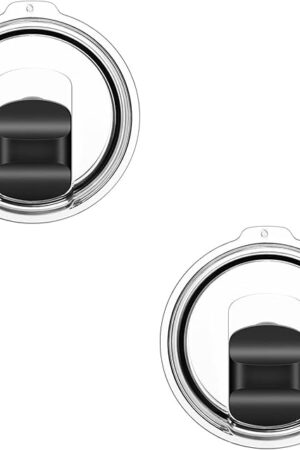 20 oz Tumbler Lids for Yeti, 2 Pcs Replacement Magnetic Spill-Resistant Lids for Yeti 20 oz Tumbler, 10 oz Mug, 10 oz Lowball with Magnetic Slider Switch, BPA Free (Black+Black)