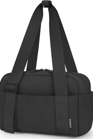 ZOMFELT Insulated Lunch Bag Women Men, Cute Lunch Box for Women Men, Leakproof Large Capacity Lunch Tote Bags with Adjustable Shoulder Strap for Work Office Outdoor Picnic Camping, Black