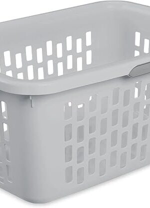 2-Bushel Plastic Laundry Hamper with 4 Ergonomic Handles – BPA-Free, Spacious Design for Household Use, Gray