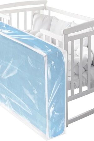 1 Pcs Crib Mattress Storage Bag with Zipper 4 Mil Clear Plastic Waterproof Crib Mattress Bag for Moving and Storage, 52. 5 x 28 x 6. 5 Inches
