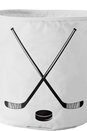 17-inch Laundry Hamper Foldable Laundry Basket, Minimalist Style Hockey Sticks Black Lines Waterproof Clothes Hamper for Bathroom Bedroom Living Room, Toy Baskets for Dollhouse