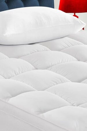 CYMULA Queen Mattress Topper for Back Pain - Extra Thick Cooling Mattress Pad Cover for Queen Size Bed - Soft Mattress Protector Pillow Top with 8-21 Inch Deep Pocket 3D Snow Down Alternative Fill