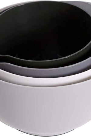 BoxedHome Classic Mixing Bowl Set, BPA Free Plastic, Microwave and Dishwasher Safe (Set of 4, Grey),3.5 quarts