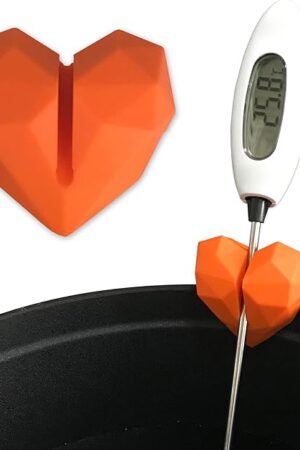 2Pcs Silicone Non-Scratch Pot Clip, Candy Thermometer Pot Clip for Candy Making, Hand-Free Holder to Measure Temperature of Candy, Oil, Milk, Chocolate, Candle, Deep Fryer and Cooking Melting Pot