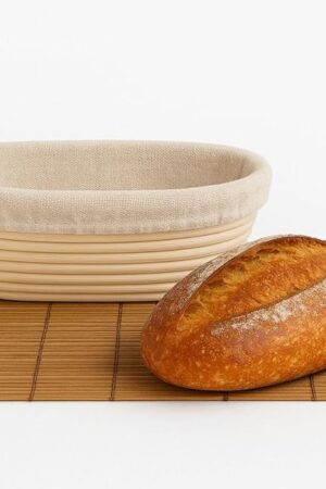 Banneton Bread Proofing Basket 10" Oval | Sourdough Proofing Basket with Linen Liner | Oval Banneton Bread Basket for Sourdough Baking Supplies | Non-Stick Bread Proofing Bowl for Perfect Loaves