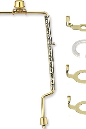8 9 10 11 12 inch Lamp Shade Harp Holder, ALUCSET Adjustable Lamp Harp Kit, Fit Both Standard Lamp Rod and E14 E26 E27 Light Base UNO Fitter Adapter Converter Finial Set, Lampshade Bracket
