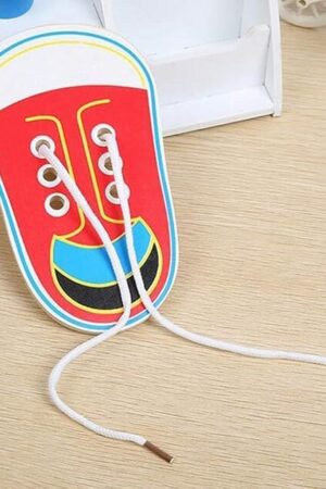 The Red Wooden Learn to Tie Your Own Shoes Threading Lacing Shoes Training Early Learning Kits for Kids | Threading Lacing Shoes Training Board Kids Early Learning Science Kits