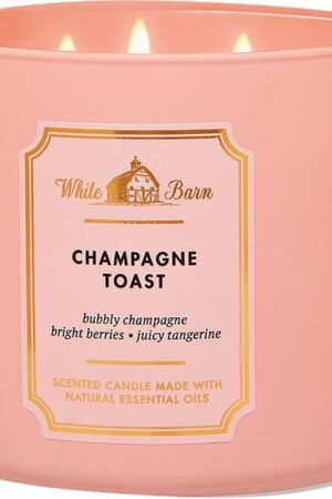 Bath and Body Works White Barn Champagne Toast 3 Wick Candle 14.5 Ounce Basic White Barn Label