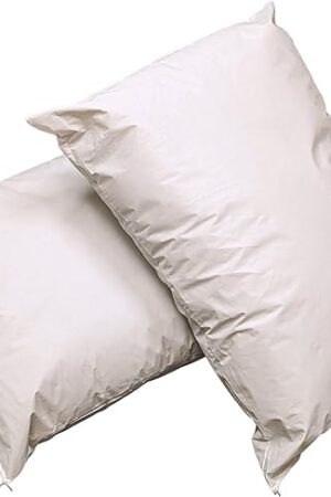 2 Pack MediCheck White Vinyl Covered Bed Pillows - Wipeable Easy Clean - Soft Low Profile Non-Fluffy Support - Not an Encasement or Zippered Protector - 20 in x 26 in - Standard