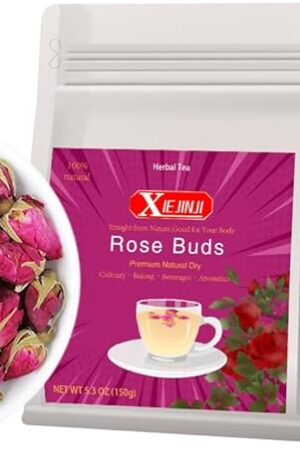 XIEJINJI Rose Tea - 100% Pure Loose Dried Rose Buds (5.3oz/150g) | Caffeine Free | Sugar Free | Food Grade Natural | Resealable Bag