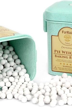 Ceramic Pie Weights Reusable 10mm Baking Beans Pie Crust Weights Natural Ceramic Stoneware with Wheat Straw Container