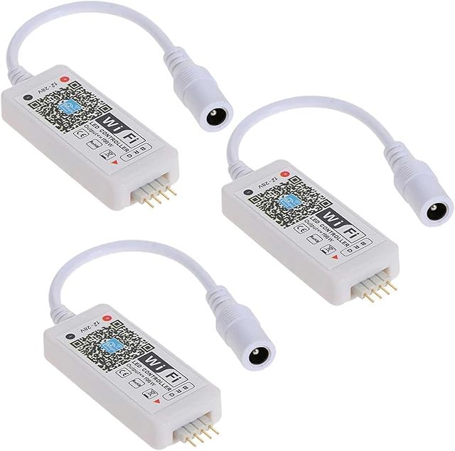 3 Pack Smart WiFi LED Controllers, RGB Led Strip Lights Wireless Control, Compatible with Alexa & Google Home & IFTTT, Free Magic Home App Control for Home Decoration TV Background Stair LED Lights