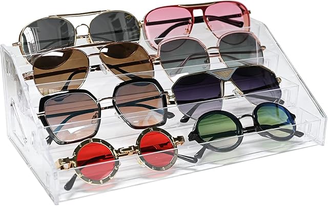 4 Layer Clear Sunglasses Organizer Eyeglasses Display