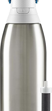 Brita Insulated Filtered Water Bottle with Straw, 32 Ounce | Reusable | Stainless Steel Metal | For Men and Women | Christmas Gift and Stocking Stuffer