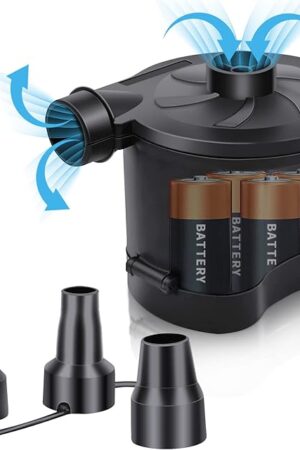 3T6B Electric Air Pump for Inflatables, Battery Powered Wireless Air Pump for Mattress with 3 Nozzles, Quick-Fill Blower Inflator/Deflator for Outdoor Camping, Air Mattress, Inflatable Couch, Pool Toy