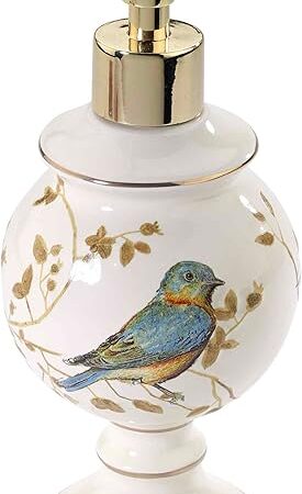 Avanti Linens - Lotion Pump/Soap Dispenser, Countertop Accessories, Nature Inspired Bathroom Decor (Gilded Birds Collection)