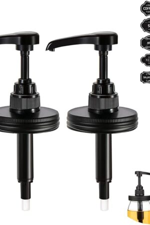 2 Packs Mason Jar Syrup Dispenser, Coffee Syrup Dispenser for Regular Mouth Mason Jar, Food Grade Rustproof Plastic Pump for Syrup, Honey, Liquid Condiments, Ketchup, Coffee Syrup and More