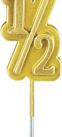 BBTO Half Birthday Candle 1/2 Year Old Cake Topper for Baby's Half Year Old Birthday Anniversary Celebration Party Decorations(Gold)