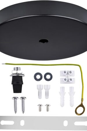 Arturesthome 7" Modern Rewind Ceiling Canopy Kit,Black Single Hole Ceiling Plate for Pendant Lights or Chandelier Fixture