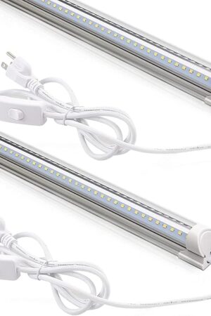 Barrina LED Shop Lights 2FT, 20W 3000LM 5000K, T8 LED Light Fixture, Clear Cover, Ceiling and Utility Shop Light, Linkable Tube Lights for Room, Garage, Workbench, Warehouse, 2 Packs