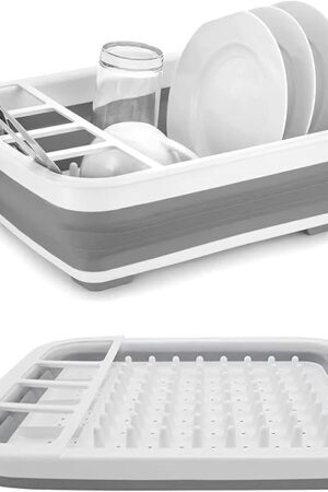 Collapsible Bowls, Plates, and Dishes Drainer, Portable Space-Saving Dish Rack for Kitchen, RV, Campers, and Travel Trailers
