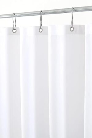 Biscaynebay Hotel Quality Fabric Shower Curtain Liners 72" X 72", White Water Resistant Bathroom Curtains Rust Resistant Grommets Weighted Bottom Hem Machine Washable