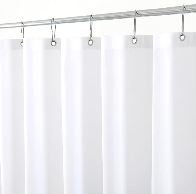 Biscaynebay Hotel Quality Fabric Shower Curtain Liners 72" X 72", White Water Resistant Bathroom Curtains Rust Resistant Grommets Weighted Bottom Hem Machine Washable