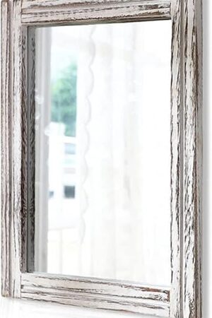 AAZZKANG Wall Mirror with Wood Framed Rustic Mirrors for Wall Rectangle Decorative for Bedroom Bathroom Living Room Entryway Farmhouse Hanging Small