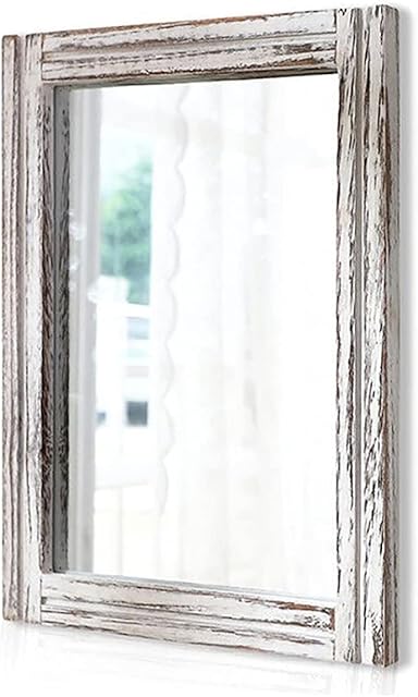 AAZZKANG Wall Mirror with Wood Framed Rustic Mirrors for Wall Rectangle Decorative for Bedroom Bathroom Living Room Entryway Farmhouse Hanging Small